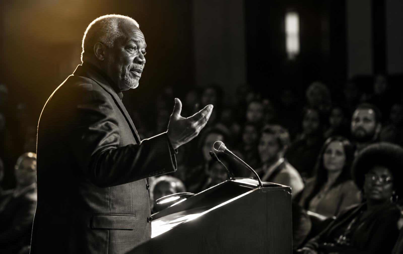 Community speaker addressing an audience